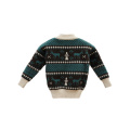 Pullover Winter High Neck Green Elk Children Knitted Sweater  Christmas Sweaters Kids